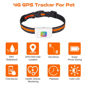 Chiens Chats Surveillance de la santé et de l'activité 4G <span class=keywords><strong>GPS</strong></span> Tracker G63 pour Pet APP Suivi en temps réel sans <span class=keywords><strong>abonnement</strong></span> sans limite de distance - Product Image 2