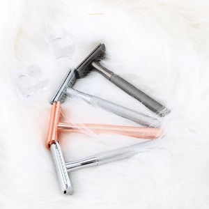 Tête <span class=keywords><strong>de</strong></span> rasage en acier inoxydable à double tranchant pour femmes, or rose, éco-sécurité - Product Image 3