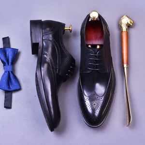 Nuevos Zapatos Formales de Cuero Genuino para Hombre, con Punta Cuadrada, Diseño Calado, Estilo Coreano, Casuales de Negocios, con Cordones, Antideslizantes, para Otoño - Product Image 3