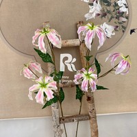 Bunga Buatan Cabang Panjang Cetak 3D 3 Kepala Gladiolus Flame Lily Dekorasi Pernikahan