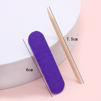 Lot de 2 mini-limes à ongles professionnelles roses et violettes, grain 180, en bois, avec bâtonnets en bois d'oranger, jetables pour manucure