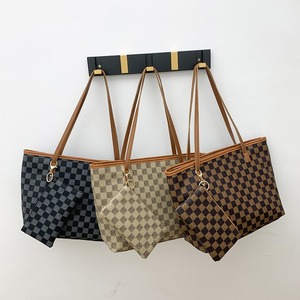 Conjunto de 2 Piezas, Estilo 2026, Bolso Tote de Cuero de Gran Capacidad, Cartera con Estampado a Cuadros, Bolso de Hombro de Alta Calidad, Gran Venta - Product Image 1