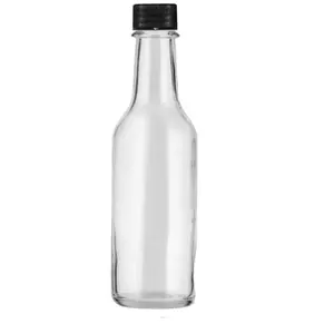 woozy sauce 250 ml Pepper sauce bottle 240ml 8oz small clear hot sauce glass bottle with plastic lid
