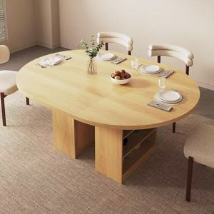 <b>Wooden</b> <b>extendable</b> oval floor <b>table</b>, simple tea <b>table</b>, solid wood rectangular <b>dining</b> <b>table</b> for small homes and apartments. - Product Image 1