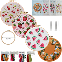 Kit de broderie DIY fait main pour débutants, motif fruits, ensembles de kits de broderie, artisanat pour les débutants en techniques de broderie