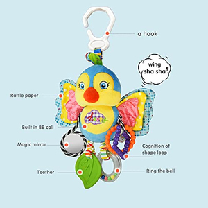 Jouet hochet et anneau de dentition en peluche pour bébé OEM, pendentif de poussette, porte-clés, couleur et logo personnalisés, vente en gros - Product Image 2