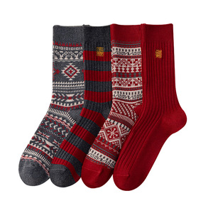 Wool <b>Socks</b> Gift Box Set 4 Pairs Red Mid Calf Warm <b>Winter</b> Men's <b>Socks</b> New Year Lucky <b>Socks</b> - Product Image 5