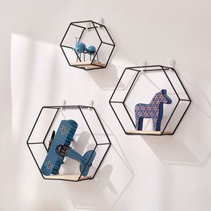 Punch-free Wall <b>Decoration</b> Shelf <b>Home</b> <b>Decoration</b> Iron Flower Stand Wooden Storage Rack Suitable for Bedroom Living Room Shelf - Product Image 2