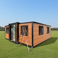 Maison conteneur extensible à 2 chambres de 30 pieds, mobile, à double aile, préfabriquée, de style asiatique, pour bureaux et bâtiments