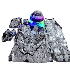 Costumes de Mirror Man avec casque LED lumineux, vêtements de scène pour bar, KTV, spectacle de danse avec lentilles <span class=keywords><strong>disco</strong></span> sur échasses - Product Image 5