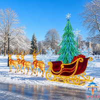 Lanterne de Noël en soie artisanale en forme de renne et de traîneau, décoration festive extérieure géante, illuminée par LED, pour une présentation de vacances éclatante