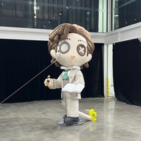 Modèle de fille de dessin animé gonflable personnalisé de 4,5 m / 14,76 pieds, jouet en peluche gonflable, mascotte publicitaire gonflable imperméable