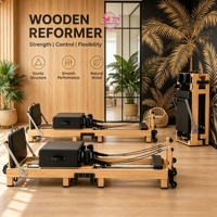 Reformer Pilates Lipat Kayu Oak Solid yang Dapat Disesuaikan, Rangka Kayu Oak untuk Studio Gym