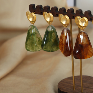 Multi Colors Resin <b>Dangle</b> <b>Earrings</b> for Women | 18K PVD <b>Gold</b> Plated Stainless Steel | Waterproof, Hypoallergenic & Non-Fading - Product Image 2