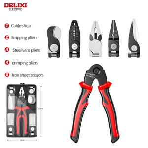 DELIXI Electric 5 1 Steel OEM Industrial Grade Manual Tool Set Multifunctional Electrician Needle <strong>Nose</strong> Plier Wire Stripping - Product Image 1