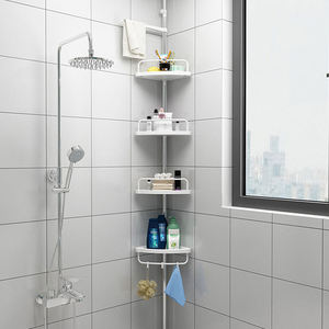 Étagère de <span class=keywords><strong>douche</strong></span> d'angle réglable autoportante moderne personnalisée Étagère de salle de bain télescopique en <span class=keywords><strong>acier</strong></span> à 4 niveaux - Product Image 1