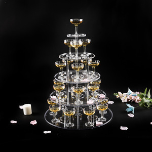 Estante de plástico de 5 capas para fiesta, <span class=keywords><strong>Torre</strong></span> acrílica para champán, boda, grado alimenticio - Product Image 1