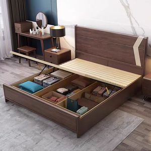 2024 Nieuwe Trend Verstelbare Slaapkamer Meubilair Modern <span class=keywords><strong>Platform</strong></span> Scandinavische Stijl Witte Koningin Hoog Hoofdeinde <span class=keywords><strong>Bed</strong></span> - Product Image 3