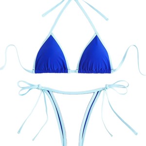 Sz003 2026 Bikini de estilo femenino con bloques de color y cordones, de color liso, con contraste de colores, <span class=keywords><strong>sexy</strong></span>, para comercio transfronterizo euroamericano - Product Image 5