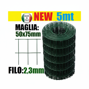 Rotolo di Rete Metallica Zincata Rivestita in Plastica Elettrosaldata 5m 50x75mm Rete da Giardino 200cm H - Product Image 1