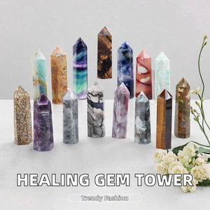 Decoración de cristal de punto de rutilo de Prehnita de alta calidad, gran oferta, torre de piedras preciosas curativas para decoración del hogar - Product Image 2