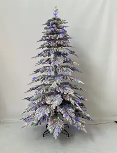 2024 NEW LED Functional Christmas Pre-lit Tree Flocking 7.5ft PE/PVC Mixed Deluxe OEM Customized Style 4ft To 12ft