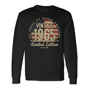 T-shirt vintage a maniche lunghe con bandiera degli Stati Uniti del 1965, edizione limitata 60 anni di fantastica esperienza - Product Image 1