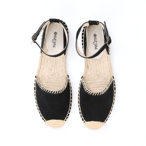 Elegantes <span class=keywords><strong>Sandalias</strong></span> <span class=keywords><strong>Planas</strong></span> de Esparto con Correa al Tobillo y Hebilla para <span class=keywords><strong>Mujer</strong></span>, de Ante, con Suela de Yute y Punta Cerrada, Zapatos Casuales de Moda para Verano - Product Image 4