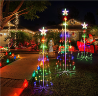 4-Farbige Outdoor-Weihnachtsbaum-Lichtshow-Dekorationen Außenbeleuchtung Beleuchteter Kegel Weihnachtsdeko mit Stern