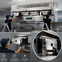 Hotte aspirante commerciale sans conduit en acier inoxydable avec filtre ESP pour cuisines de restaurant à forte aspiration de fumée et induction