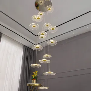 Meerosee Tall Chandelier Indoor Home Decor Led Light Acrylic Stair Pendant Light MD93012
