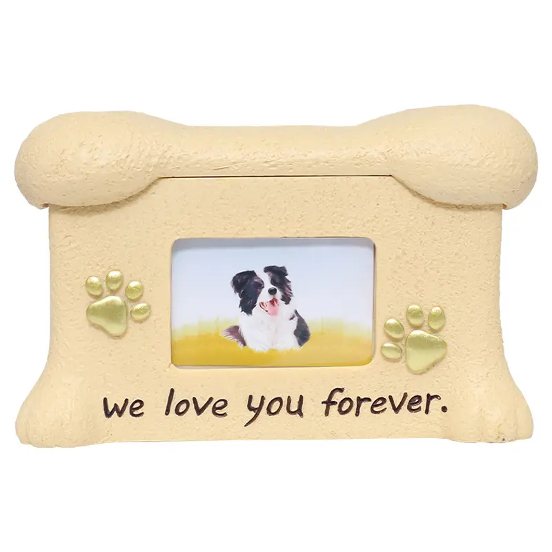 Off-the-shelf resin pet urn Puppy cat coffin memorial box Personalized photo frame pet cremation urn