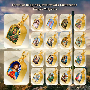 Kotak Perhiasan Religius Bentuk Pintu GIVELUCK Gambar Perawan Maria Penolong Tak Terbatas Pola Kustom untuk Grosir - Product Image 5