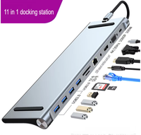 Hub USB C 11 en 1 de Alta Calidad, Estación de Acoplamiento Multipuerto, Monitor 4K HDTV, RJ45, Audio, SD, TF, PD100W, Adaptador de Hubs USB, en Stock