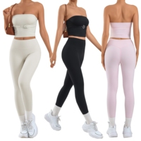 Ensemble de jogging pour femme en nylon et élasthanne tricoté de haute qualité avec logo personnalisé, short de course, soutien-gorge dos nu et leggings à séchage rapide