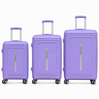 Ensemble de 3 valises rigides en PP personnalisées et durables, 20, 24 et 28 pouces, violet lavande, design encastré, pour voyage, OEM