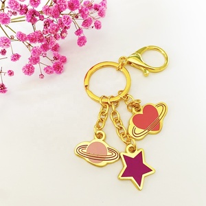 Custom Logo Name Metal Golden Key Finder Color Soft Enamel Key Chain With <b>Keyring</b> - Product Image 4