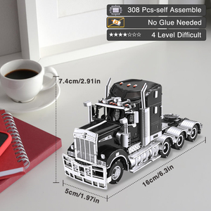 Camions <span class=keywords><strong>Piececool</strong></span> HP344-KS, puzzle en métal 3D, camion semi-remorque lourd moderne, modèle d'assemblage DIY, cadeau artisanal pour adultes et enfants - Product Image 3