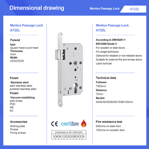 ドアロックボディ格子通路ロックA5572ZL研磨ステンレス鋼304201正方形丸頭木製用 - Product Image 6