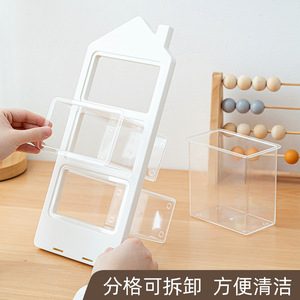 Multifunctional <b>Plastic</b> Pen Holder With Clear Compartments For Student Desktop <b>Storage</b> - Product Image 4