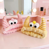 Bandeau antidérapant réutilisable en flanelle polaire corail, motif monstre coloré, tendance et amusant, pour le lavage du visage, le yoga, le spa, le maquillage et les soirées pyjama