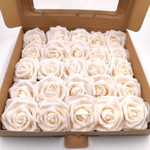 Di alta qualità 25 pz schiuma artificiale PE 8cm teste di Rose fiore con il ramo della madre san valentino decorazione di nozze - Product Image 3