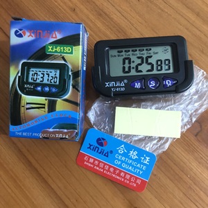 Xinjia XJ-613D Electronic Clock Digital Car Clock With Adhesive Mount Battery Powered Plastic Frame Multifunctional Display - Product Image 1
