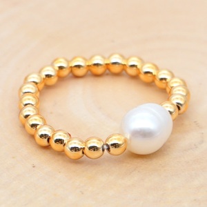 Mới Đến Boho Cô Gái Đồ Trang Sức Sáng Tạo Đồ Trang Sức Làm Bằng Tay Căng Đàn Hồi 18K Mạ Vàng Thép Không Gỉ Ngọc Trai Nước Ngọt Vòng - Product Image 5