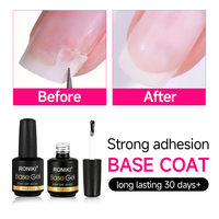 RONIKI Gel de Base pour Ongles Longue Durée UV LED, Couche de Base Imperméable, Bonne Adhérence, Fournitures de Manucure et Nail Art