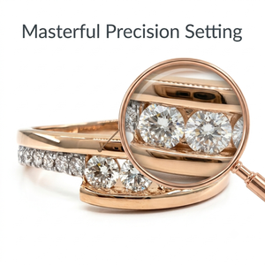 Anillo de Oro Rosa de 18K con Diamantes, Diseño Bypass, para Minoristas Globales de Joyería, Fabricación Personalizada OEM - Product Image 2