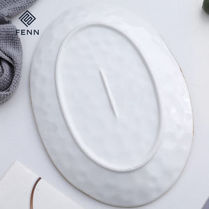 FENN Plateaux de service blancs en céramique faits à la main Assiette de 12 "Grand <span class=keywords><strong>plateau</strong></span> moderne pour plat de poisson Steak ou <span class=keywords><strong>homard</strong></span> Assiette en porcelaine - Product Image 2