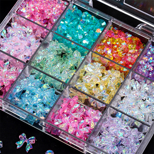 อุปกรณ์ตกแต่งเล็บรูปโบว์เรซิ่นผสม 12 ช่อง 3 มิติ อะคริลิค น่ารัก ประดับเพชร สำหรับทำเล็บ DIY - Product Image 2