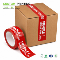 Rouleau de ruban adhésif fragile personnalisé rouge et blanc en film plastique BOPP imprimé à l'encre avec une colle forte pour l'expédition et le stockage en gros