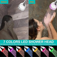 Pommeau de douche réglable haute pression avec 7 lumières LED clignotantes multicolores, finition chromée, garantie 5 ans